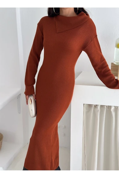 beyaz style Kadın Fitilli Kaşkorse Kumaş Elbise Boy 135cm - Resim 2