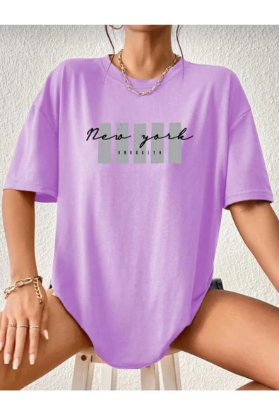 KOZİA OUTDOORS malkoçbey newyork broklıyn baskılı overisze unisex basic t-şhirt - Resim 7