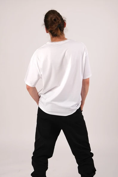 Pasage Oversize Nope Baskılı Beyaz Tshirt - Resim 5