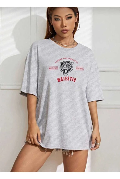 KOZİA OUTDOORS Yeni Sezon Majestic Baskılı Oversize Unisex Bisiklet Yaka Tişört - Resim 3