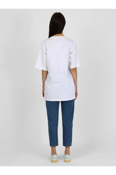 Benin Pamuk Kumaşlı Rahat Kalıp T-shirt - Beyaz - - Resim 3