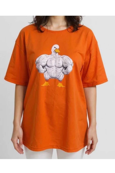 KOZİA OUTDOORS kaslı kaz baskılı unisex bisiklet yaka basic tişört - Resim 7