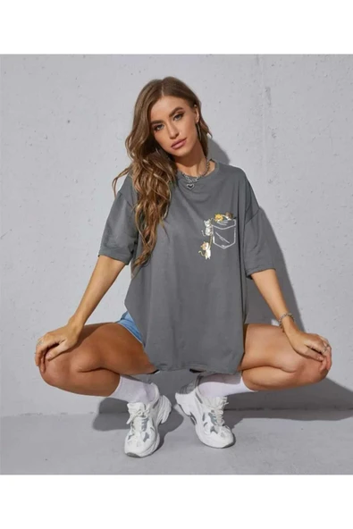 KOZİA OUTDOORS MALKOÇBEY CEP DETAY BASKILI OVERSİZE UNİSEX BASİC T-ŞHİRT - Resim 8