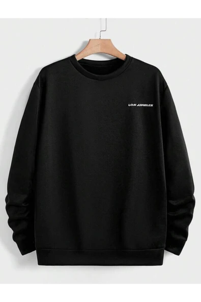 CAST COLLECTİON Unisex Siyah Bisiklet Yaka Los Angeles Baskılı Sweatshirt ürün görseli