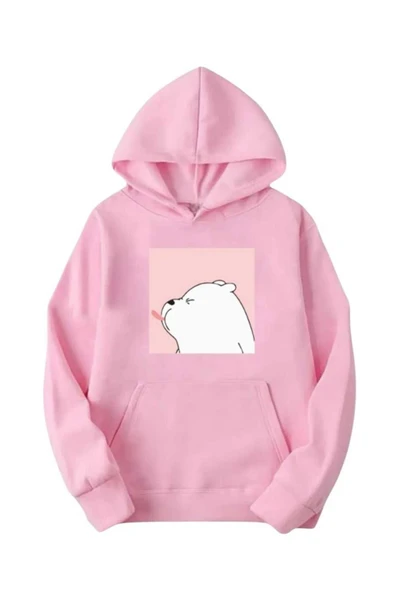 KOZİA OUTDOORS malkoçbey white bear baskılı kapüsonlu oversize unisex swetşhirt - Resim 6