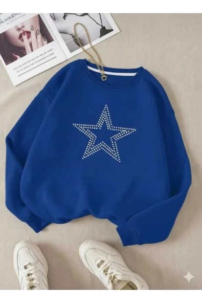 blackbonds Unisex Star Stroke Taş Baskılı Sweatshirt - Resim 9