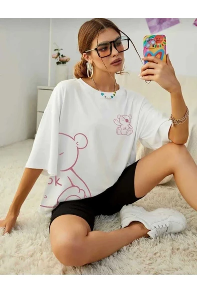 KOZİA OUTDOORS malkoçbey korsan ayı baskılı oversize unisex basic t-şihirt - Resim 3