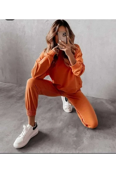 KOZİA OUTDOORS Oversize Şardonlu Basic Kapüşonlu Sweatshirt Jogger Eşofman Takımı ürün görseli