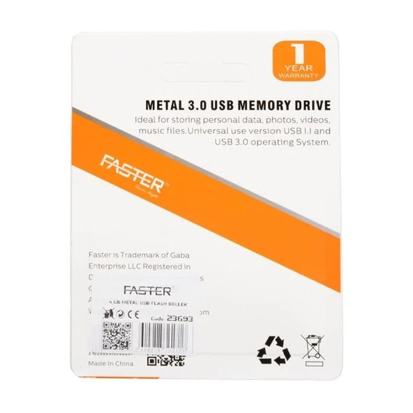 Faster 4 Gb Metal USB Flash Bellek - Resim 2