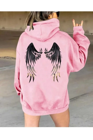 KOZİA OUTDOORS baskılı kapüşonlu unisex oversize sweatşhirt - Resim 3