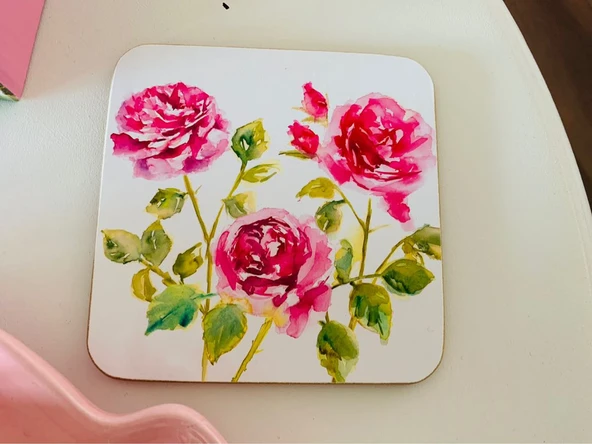 The Leonardo Collection Lesser & Pavey Jennifer Rose Özel Tasarımı Rose Garden Serisi Shabby Chic Çiçek/Pembe Gül Desenli Bardak/Kupa Altlığı - Resim 4