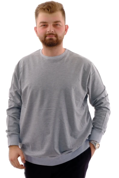 Büyük Beden Erkek Sweat Bıs Yaka U24174 Grimelanj ürün görseli 1