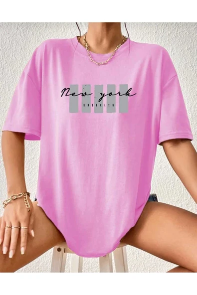 KOZİA OUTDOORS malkoçbey newyork broklıyn baskılı overisze unisex basic t-şhirt - Resim 2