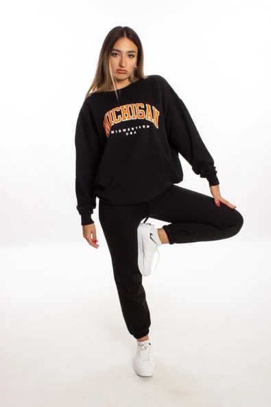 blackbonds Siyah Oversize Mıchıgan Sweatshirt ürün görseli