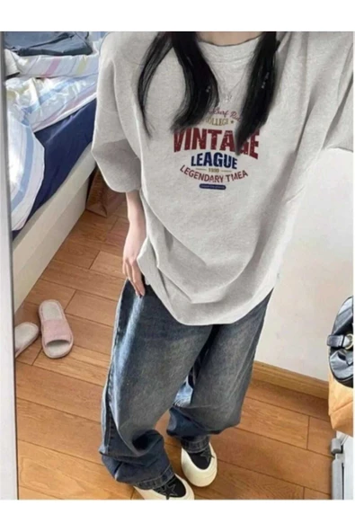 KOZİA OUTDOORS Vintage Baskılı Oversize Basic Unisex Tişört Günlük Rahat Tasarım - Resim 7