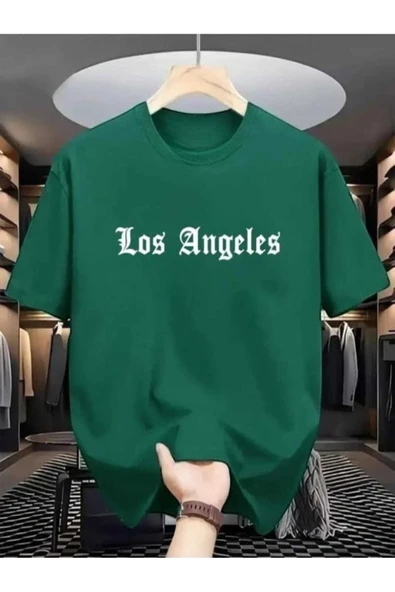 KOZİA OUTDOORS malkoçbey los angeles baskılı oversize unisex basic o yaka t-şhirt - Resim 2