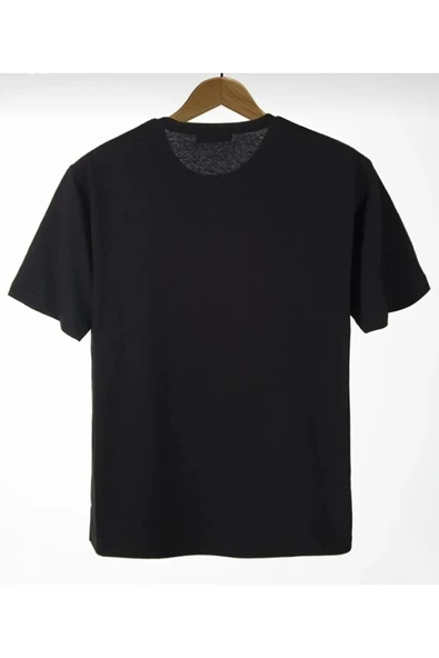 KOZİA OUTDOORS Unisex Pamuk Siyah Bisiklet Yaka Oversize T-shirt - Resim 2