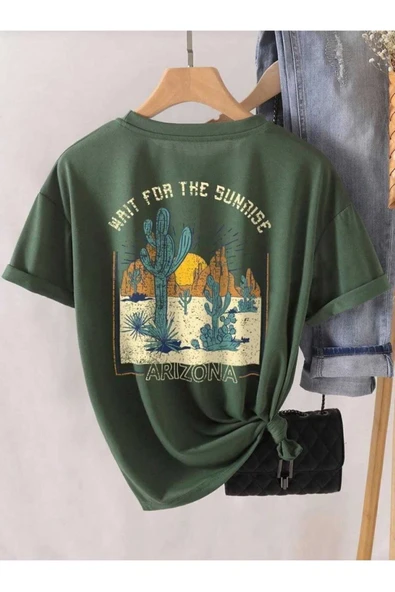 KOZİA OUTDOORS Arizona Baskılı Oversize Unisex Tişört Basic Günlük Stil - Resim 3