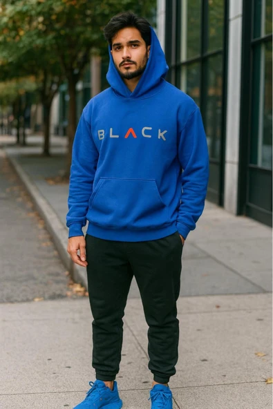 KOZİA OUTDOORS BLACK kapüşonlu baskılı oversize erkek sweaşhirt ürün görseli