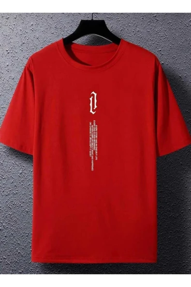 KOZİA OUTDOORS dikey baskılı o yaka oversize unisex basic t-şhirt ürün görseli