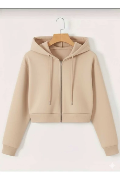 blackbonds gri fermuarlı 3 iplik crop - Resim 8