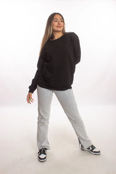 blackbonds Kadin Gri Basic Oversize Sweatshirt - Resim 6