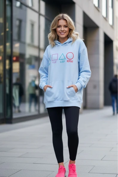 blackbonds geometrik şekilli unisex kapüşonlu sweatşhirt ürün görseli