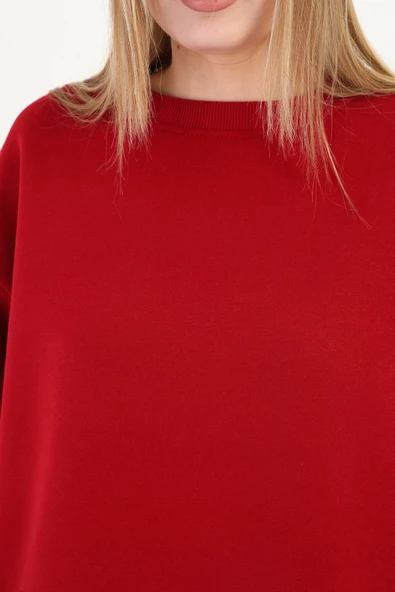 batı Bebe Mavisi Bisiklet Yaka Oversize Sweetshirt - Resim 8