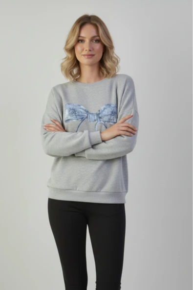 blackbonds steteskop fiyonk bakılı bisiklet yaka kadın sweatshirt - Resim 11