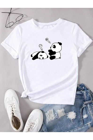 KOZİA OUTDOORS malkoçbey sevimli pandalar baskılı t-şhirt - Resim 2