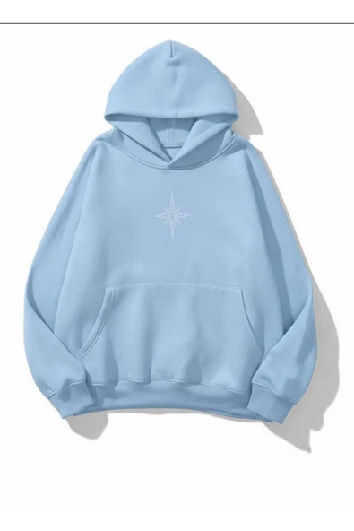 blackbonds Unisex Renkli Kapüşonlu Sweatshirt küçük pusula baskılı - Resim 10