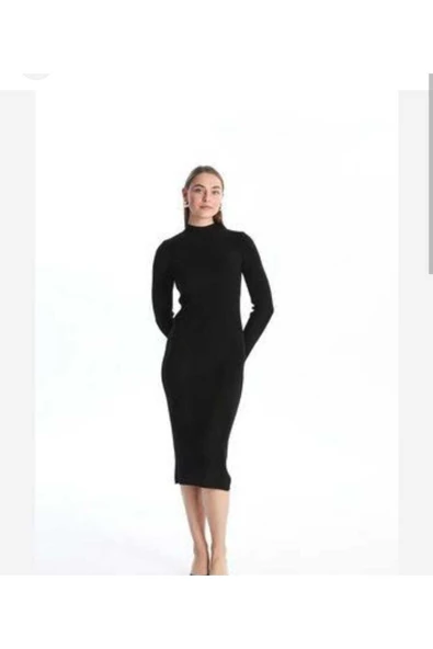 Vengeance Outlet Balıkçı Yaka Midi Boy Fitilli Kalem Elbise - Resim 3