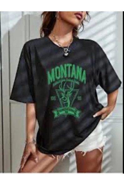 KOZİA OUTDOORS Unisex Rahat Kalıp Montana Baskılı Oversize Tişört ürün görseli