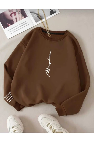 KOZİA OUTDOORS never baskılı oversize unisex bisiklet yaka sweatşhirt - Resim 4