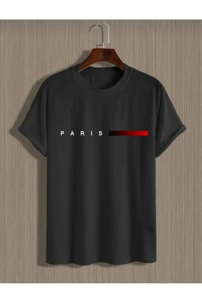 KOZİA OUTDOORS malkoçbey kısa çizgi paris baskılı oversize unisex basic t-şhirt - Resim 4