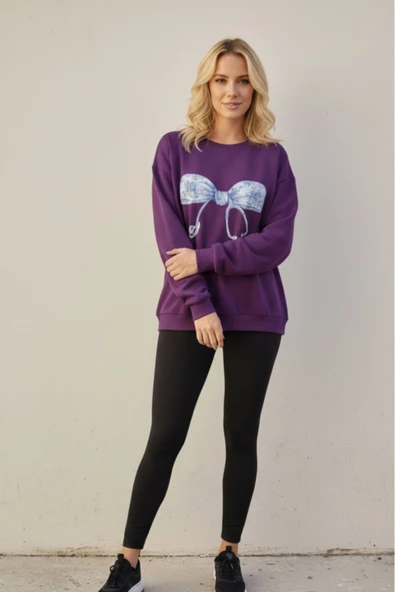 blackbonds steteskop fiyonk bakılı bisiklet yaka kadın sweatshirt ürün görseli