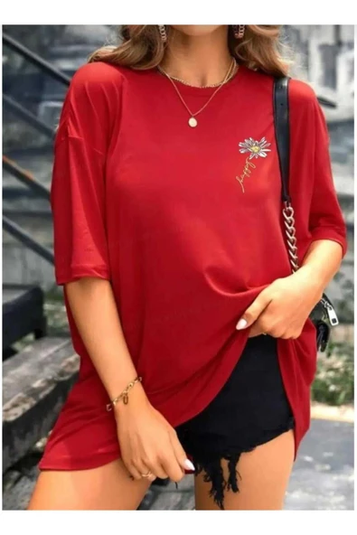 KOZİA OUTDOORS MALKOÇBEY PAPATYA BASKILI OVERSİZE UNİSEX BASİC T-ŞHİRT - Resim 11