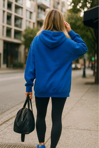 KOZİA OUTDOORS kurdela baskılı kadın kapuson basic swaetşhirt - Resim 10