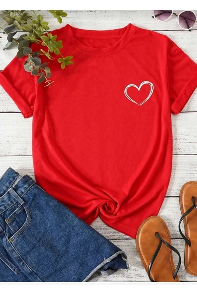 KOZİA OUTDOORS MALKOÇBEY KALP BASKILI OVERSİZE UNİSEX BASİC T-ŞHİRT ürün görseli