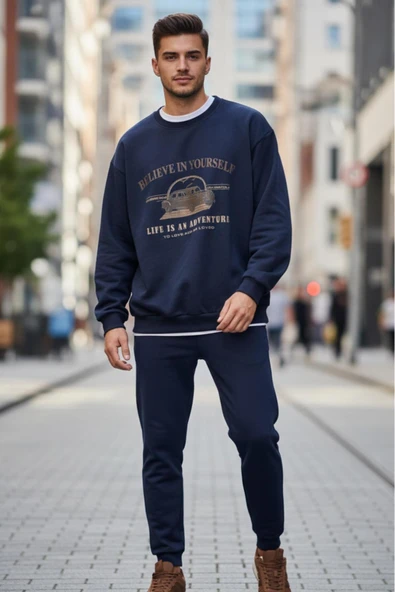 KOZİA OUTDOORS o yaka baskılı oversize unisex sweatşhirt - Resim 7