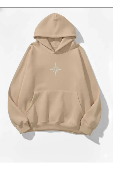 blackbonds Unisex Renkli Kapüşonlu Sweatshirt küçük pusula baskılı - Resim 7