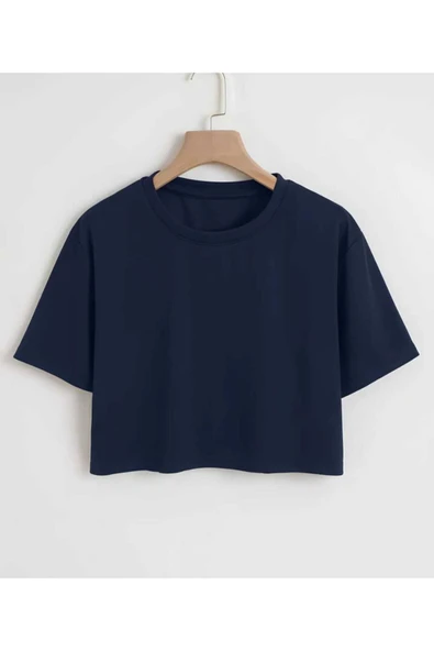 KOZİA OUTDOORS vengeance baskısız oversize lacivert crop t-şhirt ürün görseli