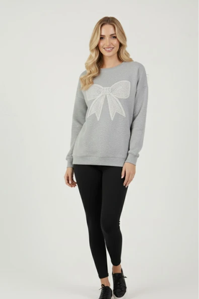 blackbonds Kadın Bakır Terazi Baskılı Oversıze Unısex Sweatshirt Uzun Blckbnds - Resim 9