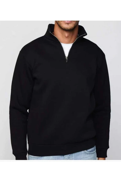 KOZİA OUTDOORS malkoçbey  dik yakalı fermuarlı oversize unisex sweatshirt ürün görseli