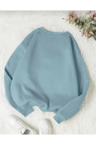 KOZİA OUTDOORS renkli tüy baskılı oversize unisex basic sweatşhirt - Resim 2