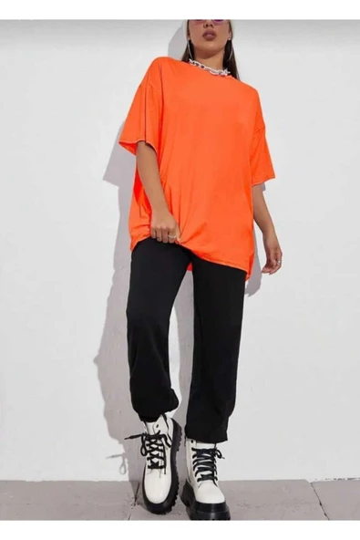 KOZİA OUTDOORS los angeles sırt baskılı o yaka oversize unisex basic t-şhirt - Resim 9