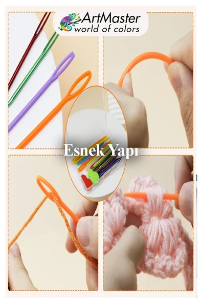 Plastik Yün İğnesi Renkli 40 Adet 9 cm Dikiş İğnesi Plastik İğne İplik İğnesi Dokuma İğnesi Örgü Dikme Dikiş - Resim 4