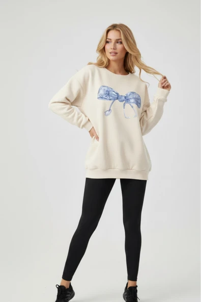 blackbonds steteskop fiyonk bakılı bisiklet yaka kadın sweatshirt - Resim 9