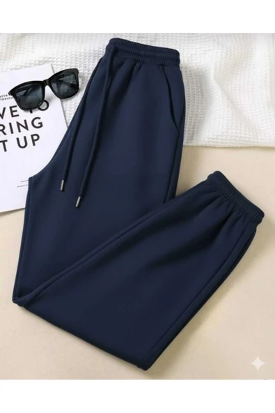 blackbonds Unisex 3 İplik Şardonlu Düz Yüksel Bel Lastikli Paça Cepli Jogger Eşofman Altı - Resim 5