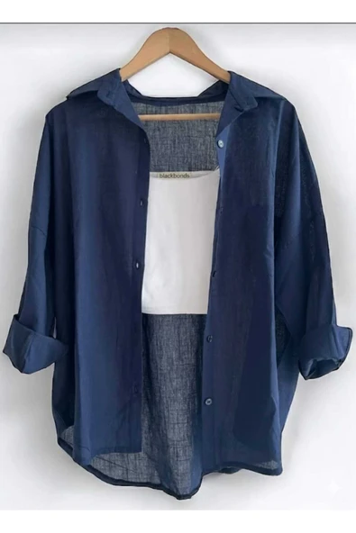 blackbonds Kadın Keten Gömlek Yazlık Oversize Gömlek Yeni Sezon - Resim 7